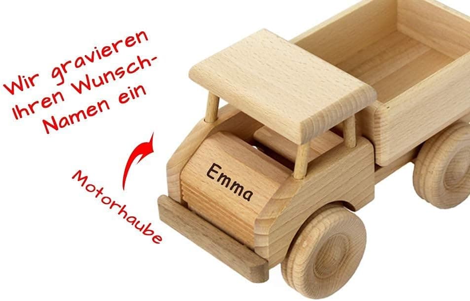 Geschenkissimo Holz-LKW für Kinder mit Namen-Gravur  – Bild 3