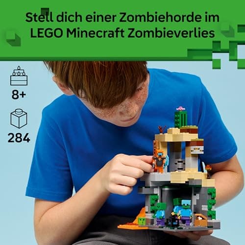 LEGO Minecraft Zombieverlies - Bauspielzeug für Rollenspiele - Minecraft-Spielset für Jungen und Mädchen ab 8 Jahren mit 3 Zombies, einem Krieger und Videospielzubehör  – Bild 3
