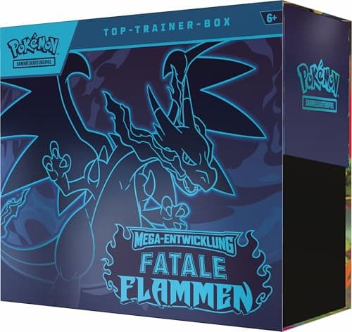 Pokémon-Sammelkartenspiel: Top-Trainer-Box Mega-Entwicklung – Fatale Flammen (1 Vollbild-Promokarte, 9 Boosterpacks & Zubehör) – Bild 6
