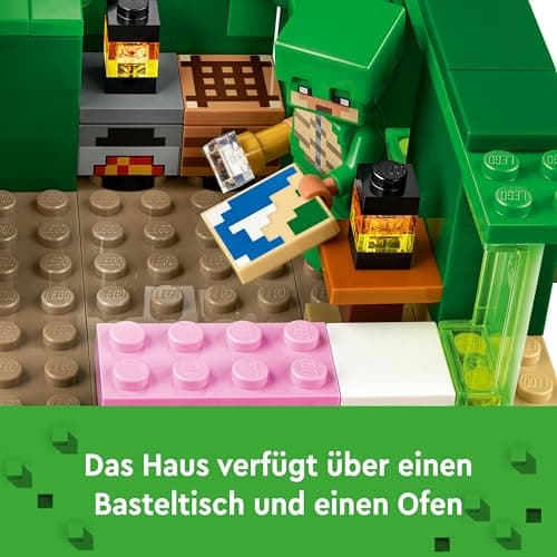 LEGO Minecraft Das Schildkrötenstrandhaus - Spielzeug mit Tierfiguren & Schildkröten Figur -Spielset mit Zubehör - Werkbank, Bambusfloß - – Bild 5