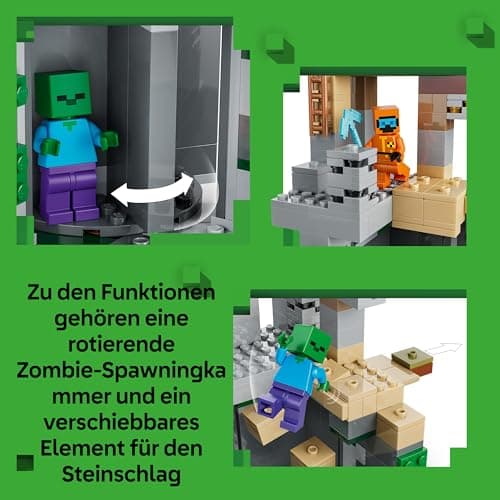 LEGO Minecraft Zombieverlies - Bauspielzeug für Rollenspiele - Minecraft-Spielset für Jungen und Mädchen ab 8 Jahren mit 3 Zombies, einem Krieger und Videospielzubehör  – Bild 5