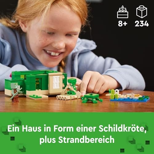 LEGO Minecraft Das Schildkrötenstrandhaus - Spielzeug mit Tierfiguren & Schildkröten Figur -Spielset mit Zubehör - Werkbank, Bambusfloß - – Bild 4