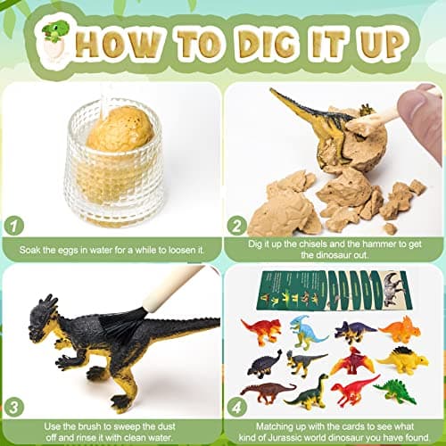 Dino Ausgrabungsset für Kinder, Ei Dinosaurier Spielzeug  – Bild 4
