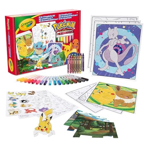 CRAYOLA - Pokémon 5-in-1 Kreativset, mit Ausmalblättern, Markern, Buntstiften, Aufklebern, 60 Stück – Bild 2