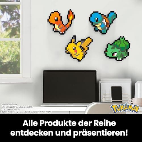 MEGA Pokémon Glumanda - zusammenbaubare Figur im Retro-Look, Pixel Art, inklusive Basis zur Wandmontage – Bild 7