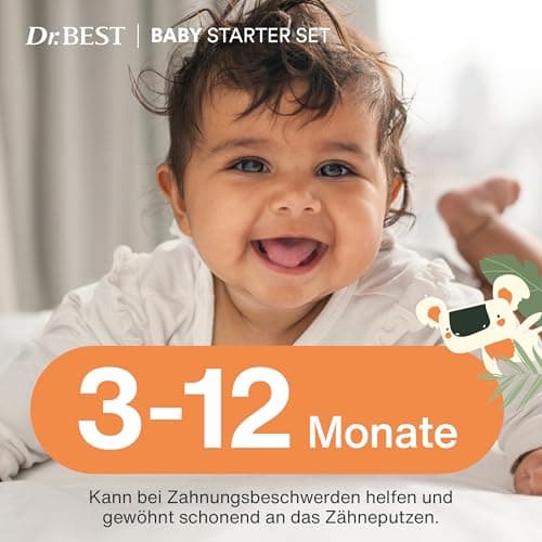 Zahnbürste Kinder - Dr.BEST Baby Starter Set: Beißring und Lernzahnbürste für Babys im Alter von 3 bis 12 Monaten, entwickelt mit Kinderzahnexperten – Bild 2