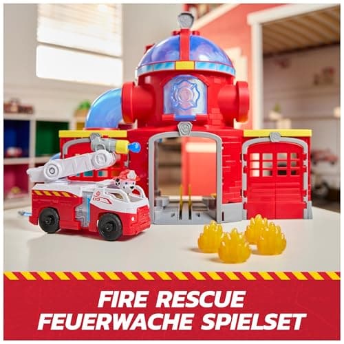 PAW PATROL – Fire Rescue Feuerwehr-Station mit Licht- und Soundeffekten, Wasserkanone, Rutschstange und Startrampe, ca. 38 cm, inkl. Marshall-Figur und Feuerwehrauto, für Kinder ab 3 Jahren – Bild 2