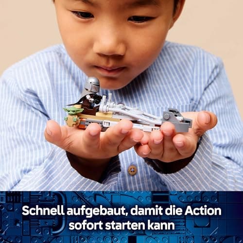 LEGO Star Wars Der Mandalorianer und Grogu auf ihrem Speeder Bike - Set mit Fahrzeug und 2 Star Wars Figuren für Actionabenteuer - – Bild 6