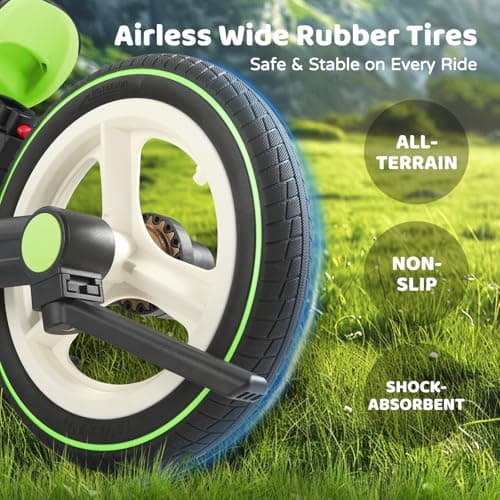 JMMD 6-in-1 Kinderfahrrad mit Stützrädern und Pedalen, Alter 18 Monate-5 Jahre, 12 Zoll Konvertierbares und Faltbares Laufrad & Fahrrad mit Verstellbarem Elternschiebegriff, Ständer, Bremsen – Bild 4