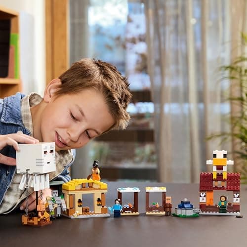 LEGO Minecraft Angriff des Ghast-Ballons - Gaming Spielzeug - Steves Haus, 4 Minifiguren - Iron Golem Figur & explodierender Brunnen Funktion  – Bild 2