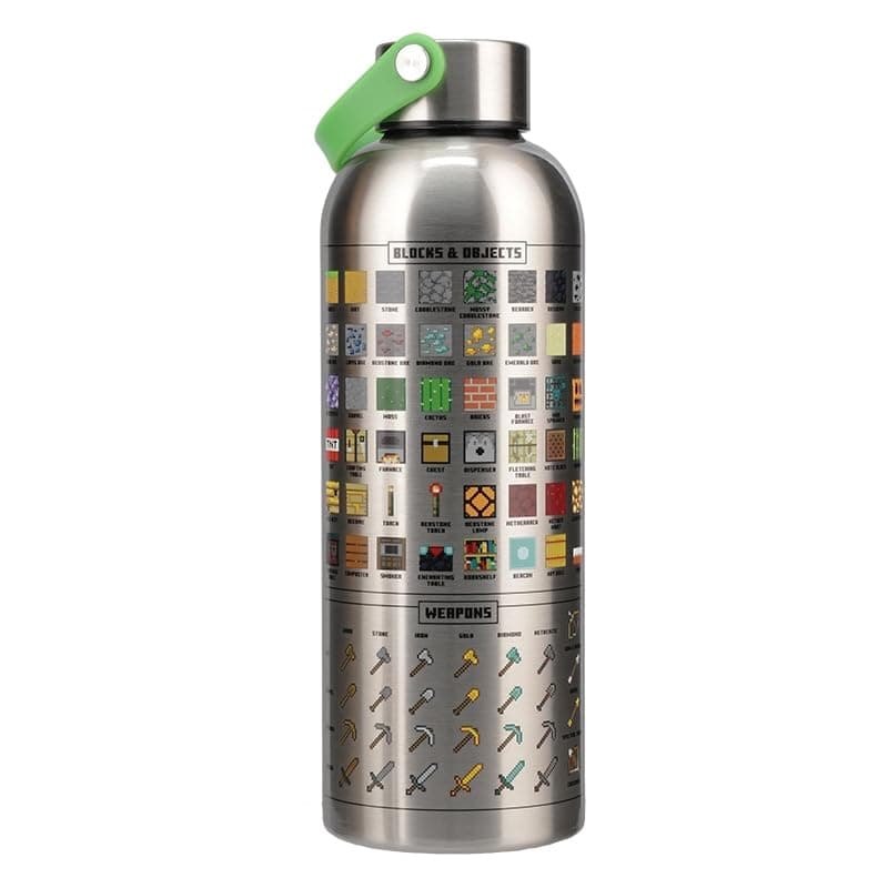 Paladone Minecraft Metall-Trinkflasche - Offiziell lizenziert, auslaufsicher, für heiße & kalte Getränke, mit In-Game-Items – Bild 6