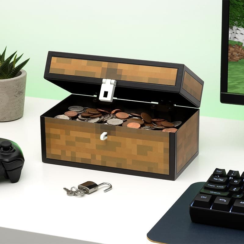 Paladone Minecraft Offiziell lizenzierte Truhe Spardose, Spielzimmer Dekor und Merchandise für Jungen und Mädchen, Sparschwein Geschenk Zubehör für Spielzimmer und Schlafzimmer – Bild 2