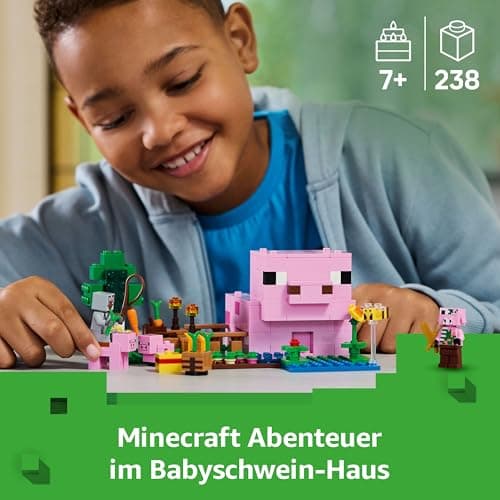 LEGO Minecraft Das Babyschwein-Haus - Interaktives Spielzeug mit Einer Helden Figur, Schwein, Biene, Zombie Piglin – Bild 4