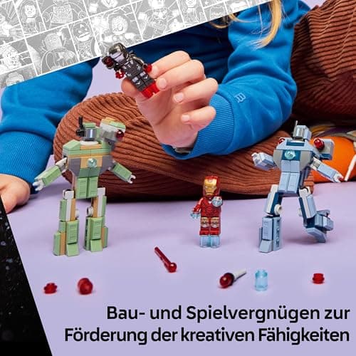 LEGO ǀ Marvel Iron Man & War Machine vs. Hammer Drones - Building Toy with 2 Minifigures & 2 Action Figures with Stud Shooters  – Bild 2