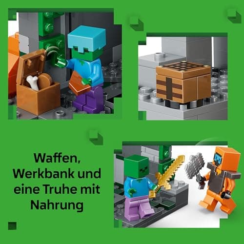 LEGO Minecraft Zombieverlies - Bauspielzeug für Rollenspiele - Minecraft-Spielset für Jungen und Mädchen ab 8 Jahren mit 3 Zombies, einem Krieger und Videospielzubehör  – Bild 4