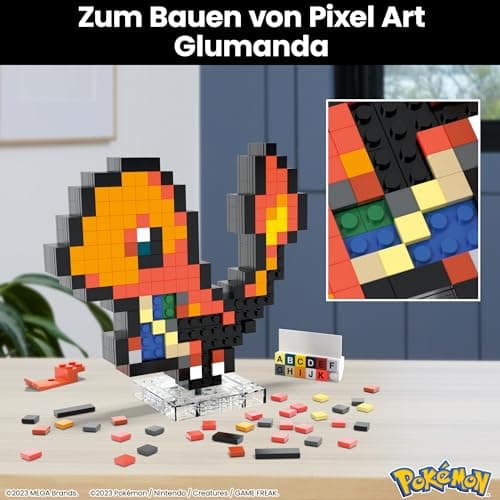 MEGA Pokémon Glumanda - zusammenbaubare Figur im Retro-Look, Pixel Art, inklusive Basis zur Wandmontage – Bild 5