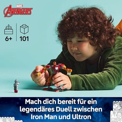 LEGO | Marvel Iron Man Mech vs. Ultron - Superhelden Spielzeug mit 2 Minifiguren - Actionfigur mit beweglichen Armen, Beinen & Fingern – Bild 3