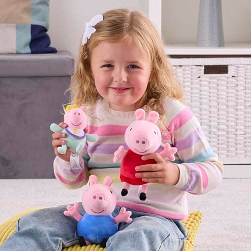 Peppa Wutz Kuscheltiere 3er-Set – Peppa, Schorsch & Baby Evie – Superweiche Plüschfiguren im klassischen Peppa-Wutz-Stil, Spielzeug ab 18 Monaten – Bild 2