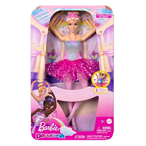 Barbie Dreamtopia Zauberlicht Ballerina Puppe, mit rosa Tutu und blonden Haaren, 5 Licht- und Soundeffekte, Bewegliche Barbie, ab 3 Jahren – Bild 6