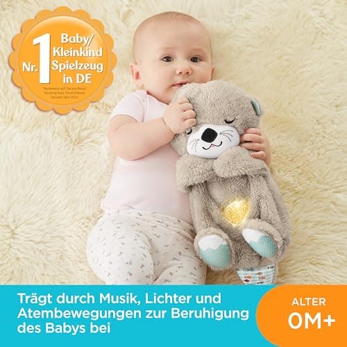 Fisher-Price Schlummer Otter Kuscheltier mit Atembewegung und Musik, Baby Erstausstattung, Neugeborene, Baby Spielzeug ab Geburt – Bild 2
