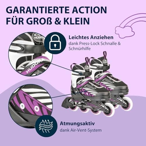 HUDORA Inline Skates Mia/Leon - Inliner für Kinder/Jugendliche  in versch. Größen & Farben - Roller Skates bis zu 4 Größen verstellbar – Bild 3