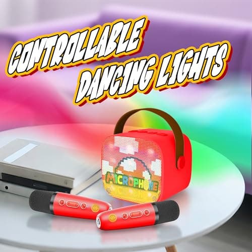 Super Bro Karaoke Maschine mit 2 Bluetooth Mikrofon, Kinderspielzeug, Musikbox Spielzeug für Kinder 3 4 5 6 7 8-12 Jahre, Tragbarer Karaoke Mikrofon, ab 3-10 Jahre – Bild 5