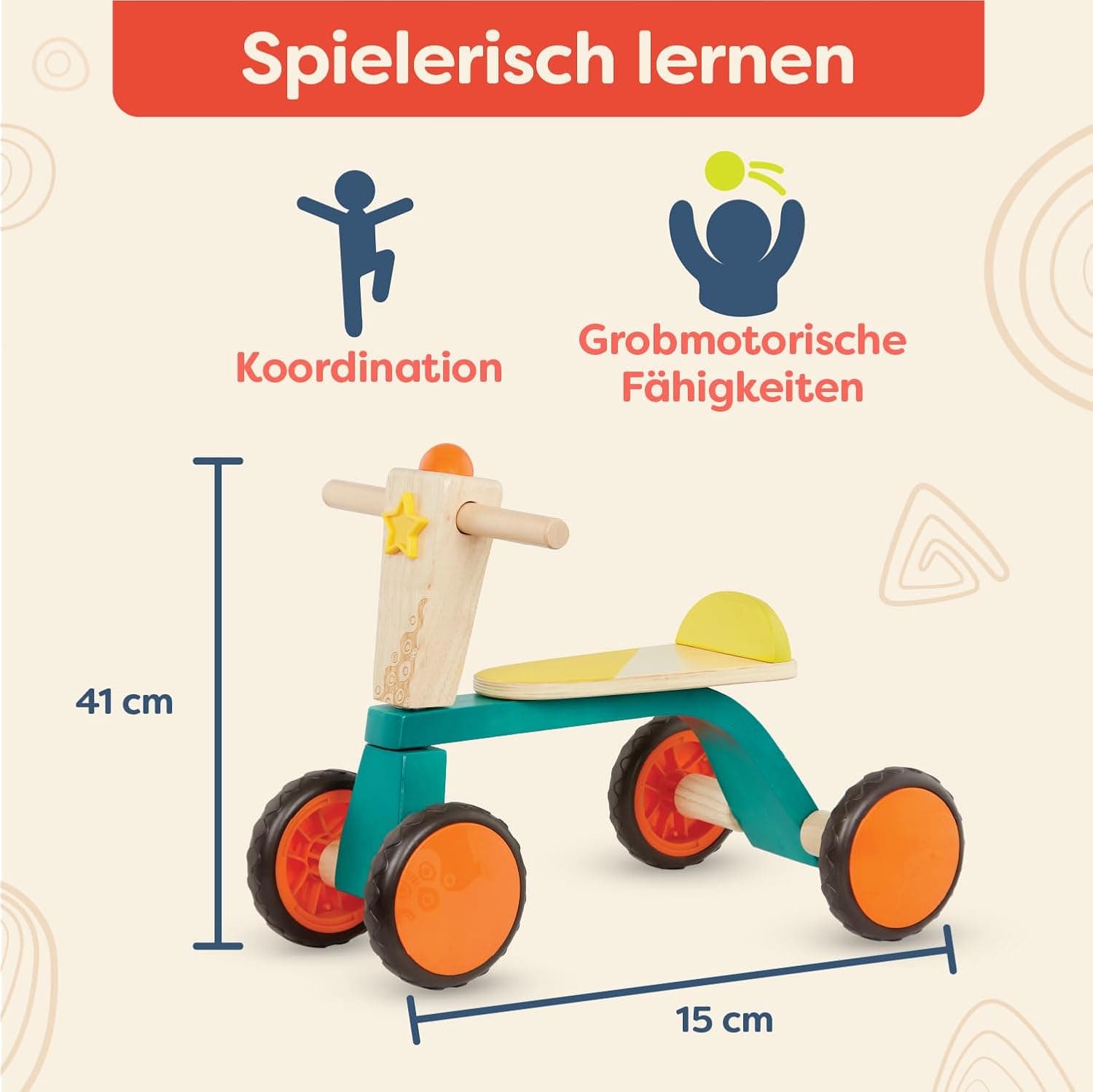 B toys - Sanfter Reiter - Holzfahrrad für Kleinkinder - Balance-Spielzeug – Bild 2