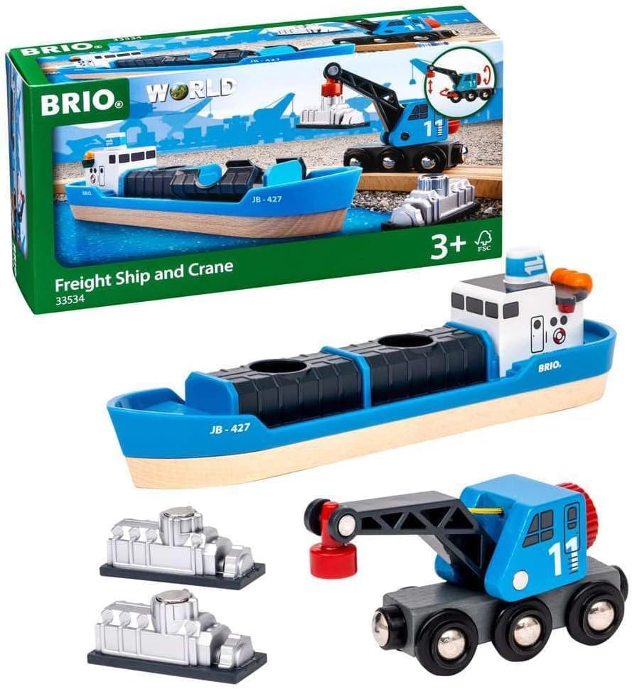 BRIO World - Containerschiff mit Kranwagen