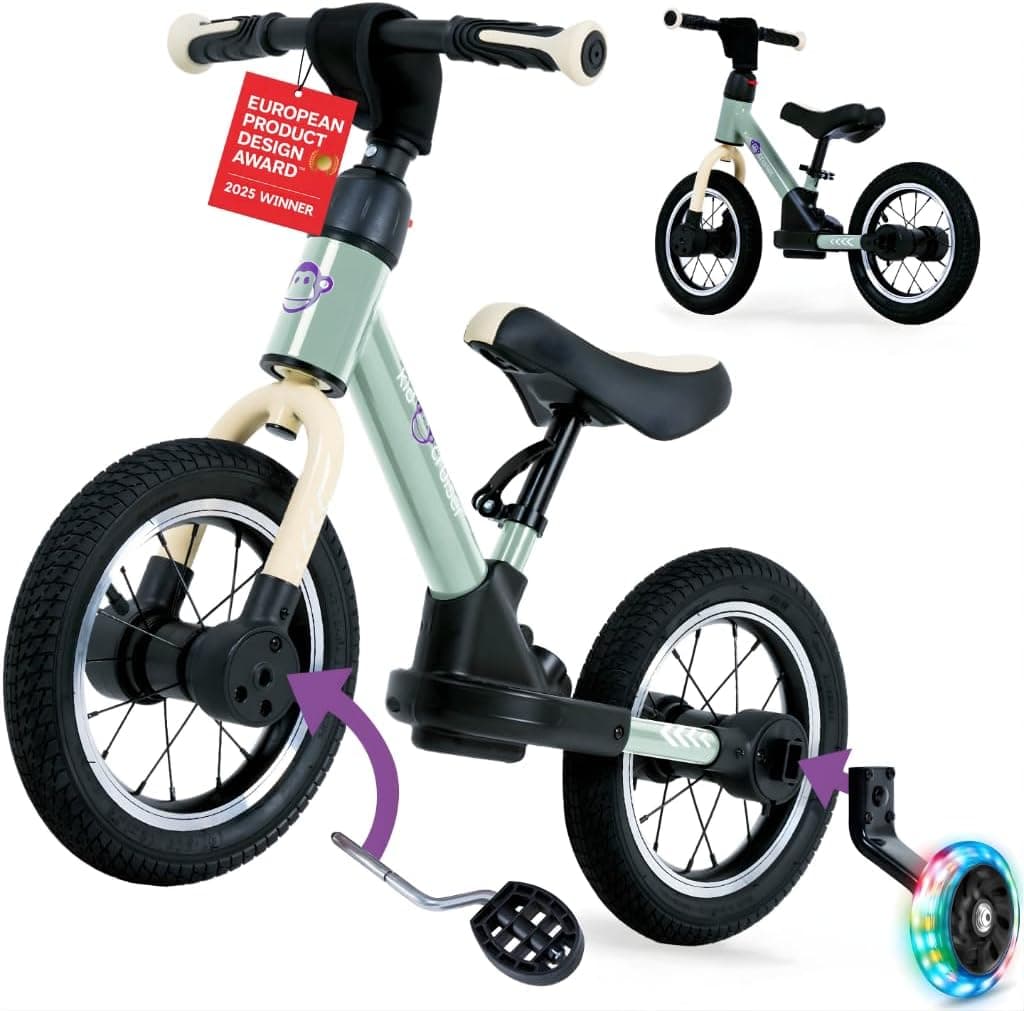 Pedalplay laufrad ab 2 Jahre, ideal zum Radfahren Lernen, 3‑in‑1 mit LED Stützrädern & Pedalen – Bild 1