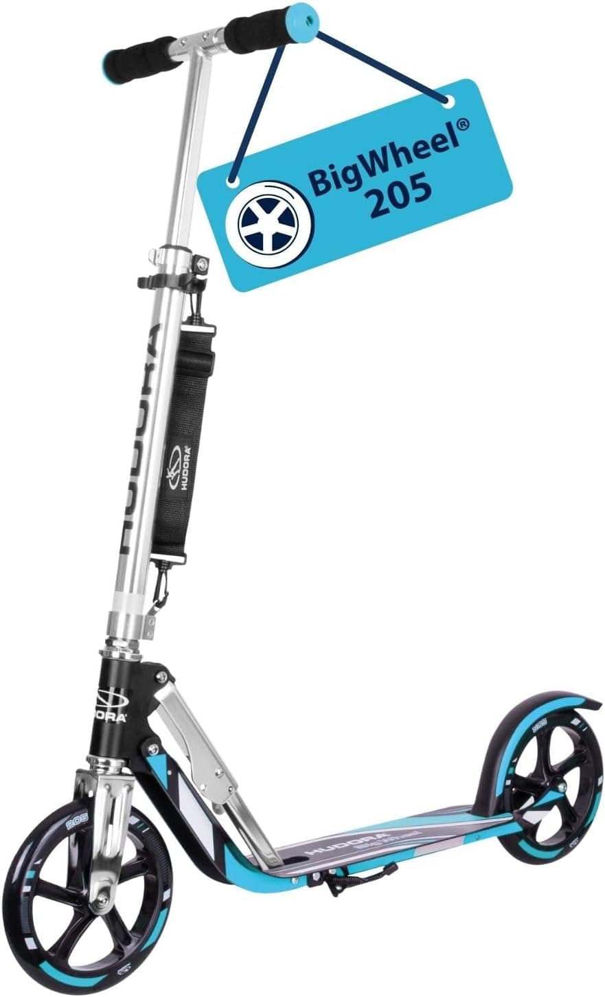 HUDORA BigWheel 205 Scooter - Stabiler Aluminium-Roller - Höhenjustierbarer & zusammenklappbarer Cityroller mit Ständer - Sportlicher Kinderroller – Bild 1