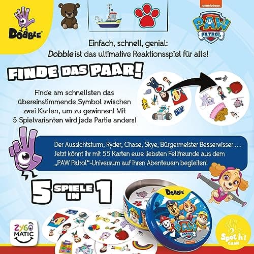 Zygomatic, Dobble Paw Patrol, Eco-Sleeves, Kinderspiel, Kartenspiel, 2-8 Spieler, Ab 4+ Jahren – Bild 5