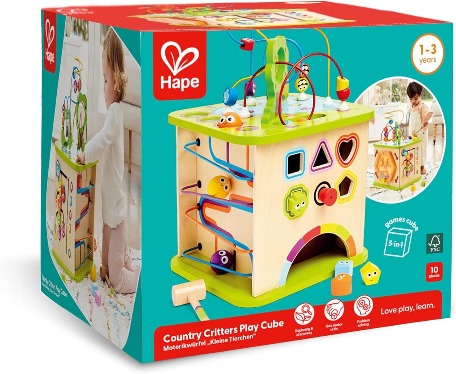 Hape Motorikwürfel „Kleine Tierchen“ - aus Holz, Multifunktions-Spielwürfel – Bild 4