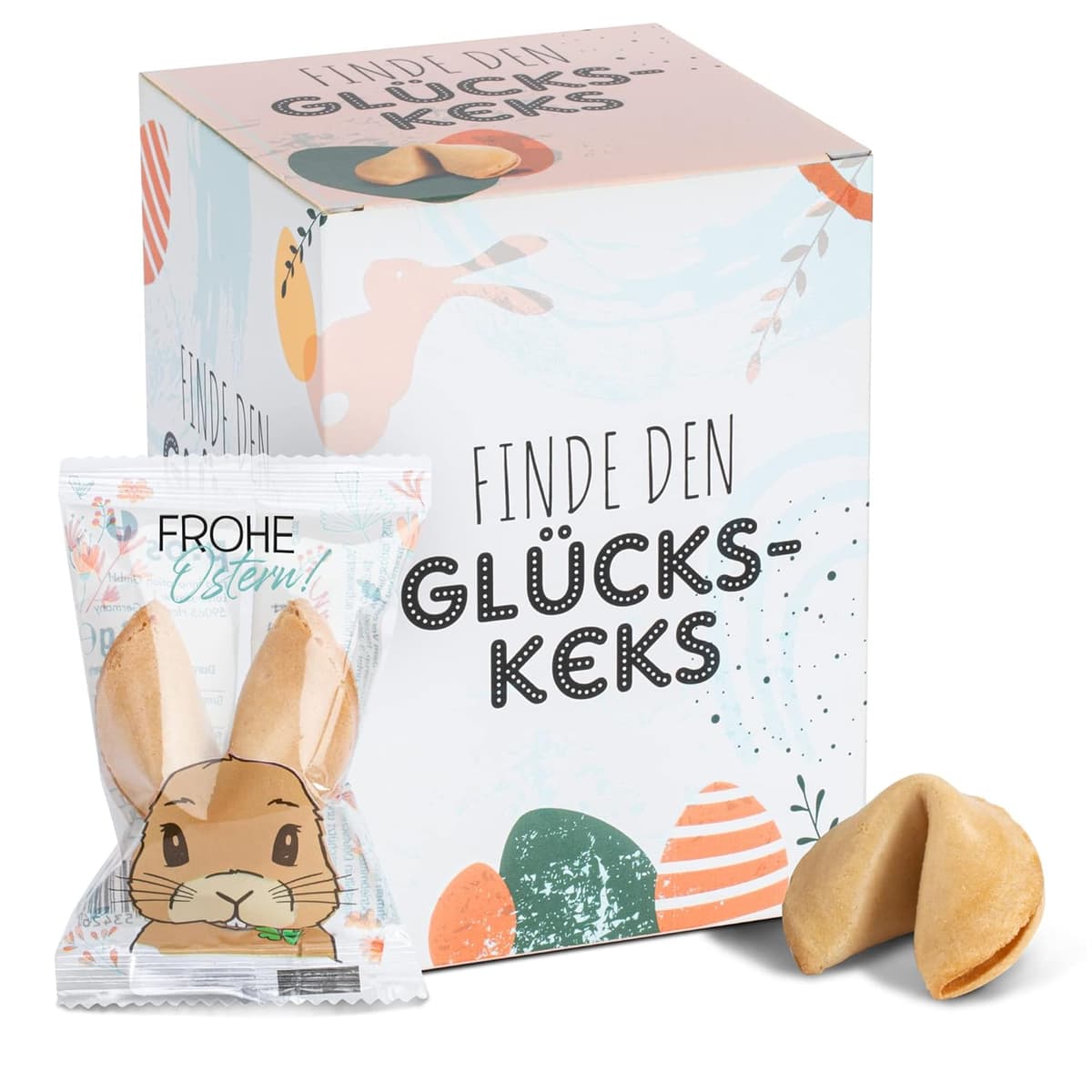 FOOD crew 12x Glückskekse Ostern - Ostersüßigkeiten - Glückskeks Einzeln Verpackt - Glückskekse mit Sprüchen Deutsch - Ostergeschenke – Bild 1