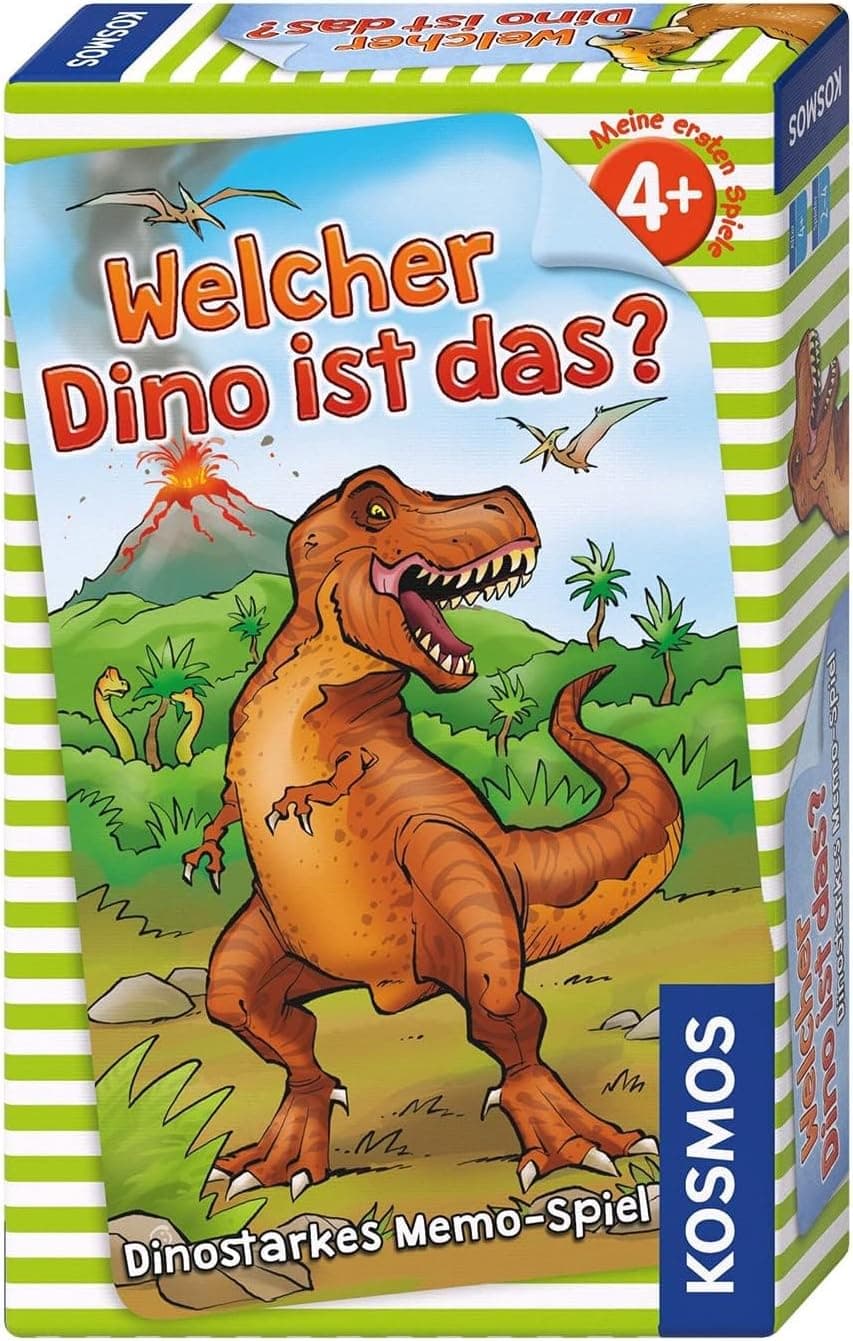 KOSMOS 711313 Welcher Dino ist das? Dino Memo Spiel für Kinder ab 4 Jahre, Kinderspiel für 2-4 Spieler, ideal als Reisespiel