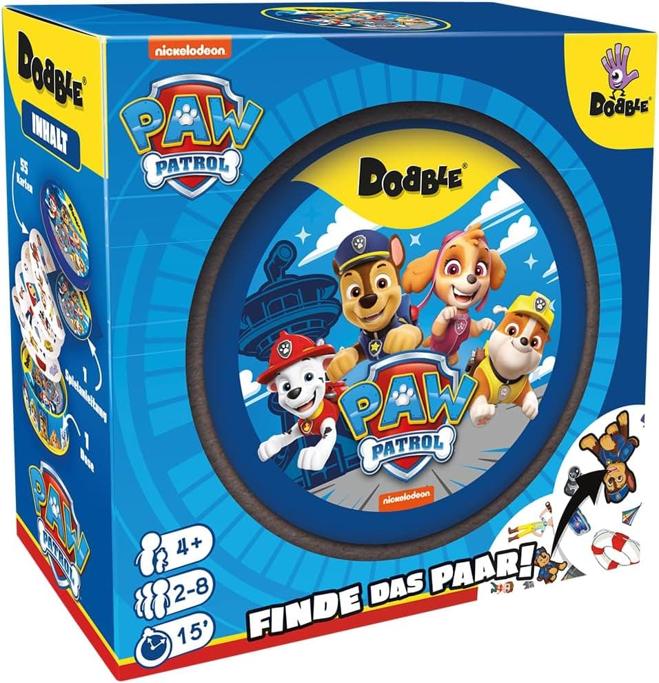 Zygomatic, Dobble Paw Patrol, Eco-Sleeves, Kinderspiel, Kartenspiel, 2-8 Spieler, Ab 4+ Jahren