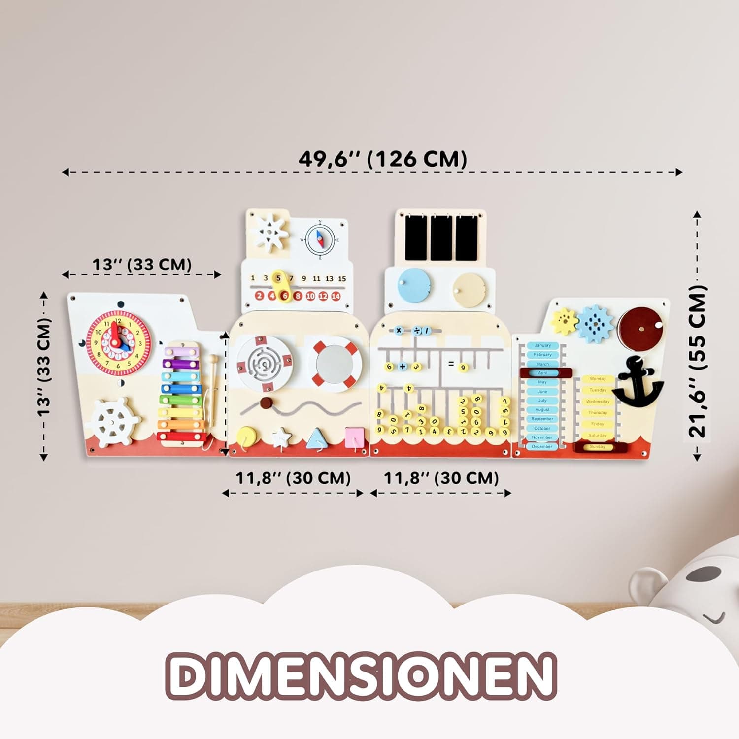 Cateam Sensorisches Wandpaneel für Kinder – 16in1 Montessori Aktivitätsbrett aus Holz – Bild 2