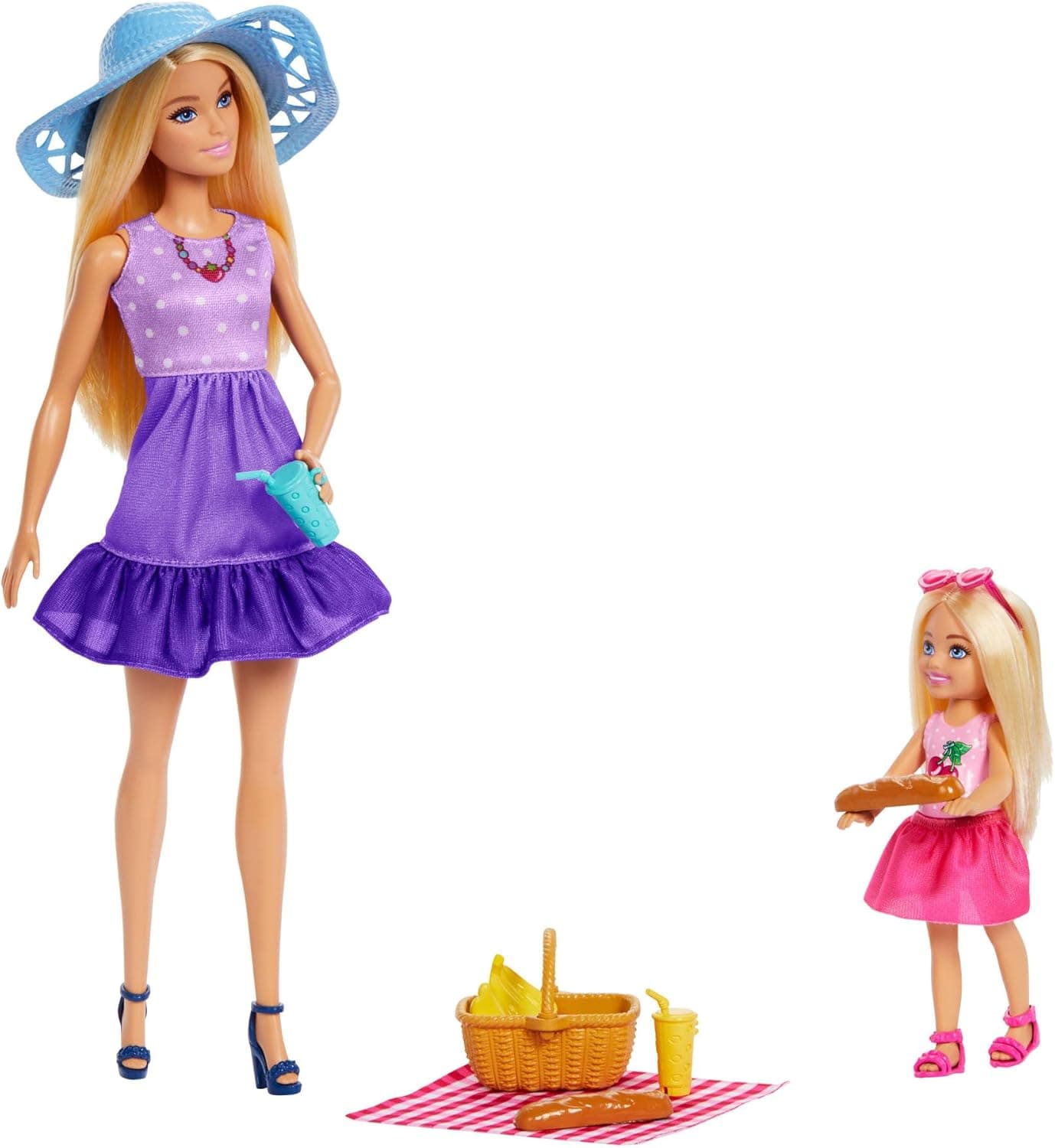 Barbie Family & Friends Spielset aus Puppen und Accessoires, Spielset mit Picknick-Thema, Mode, kleinen Puppen und 9 Accessoires inkl. Essen