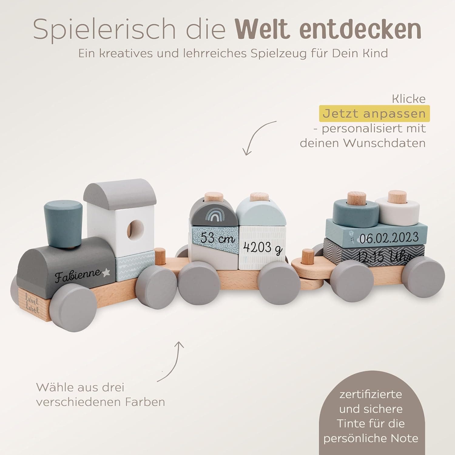 Wunderwunsch Personalisierte Holz Eisenbahn