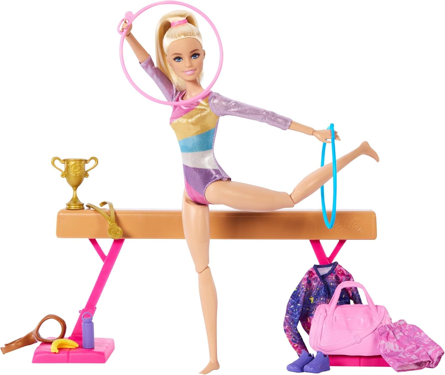 Barbie Turnspaß -Spielset mit Schwebebalken und über 10 thematisch passenden Teilen für siegreiche Geschichten
