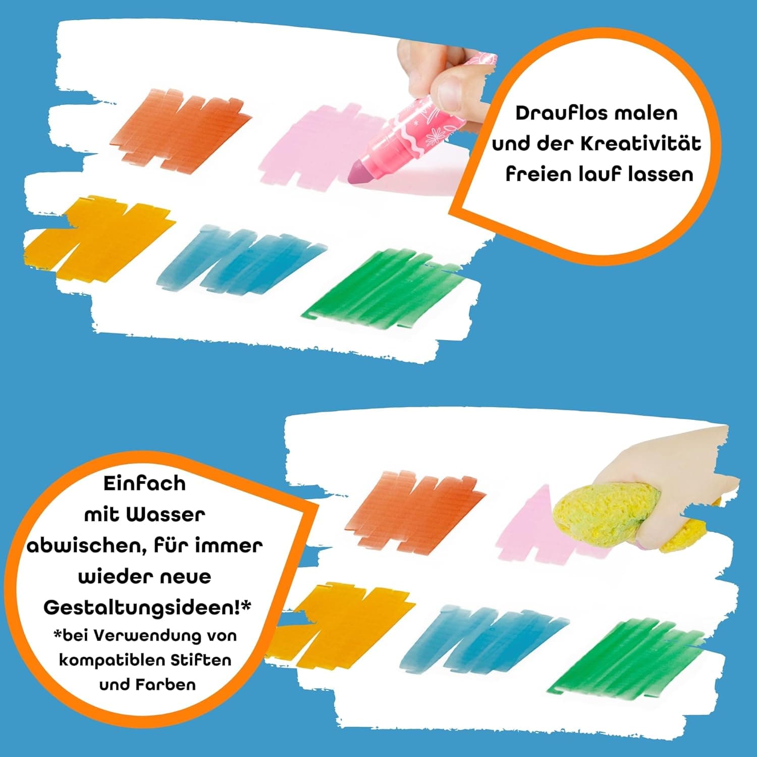 2er Set ImagiNew Playhome - Immer Wieder neu bemalen & abwischen - Spielhaus Kinder Indoor & Outdoor mit Stiften und Sticker – Bild 3