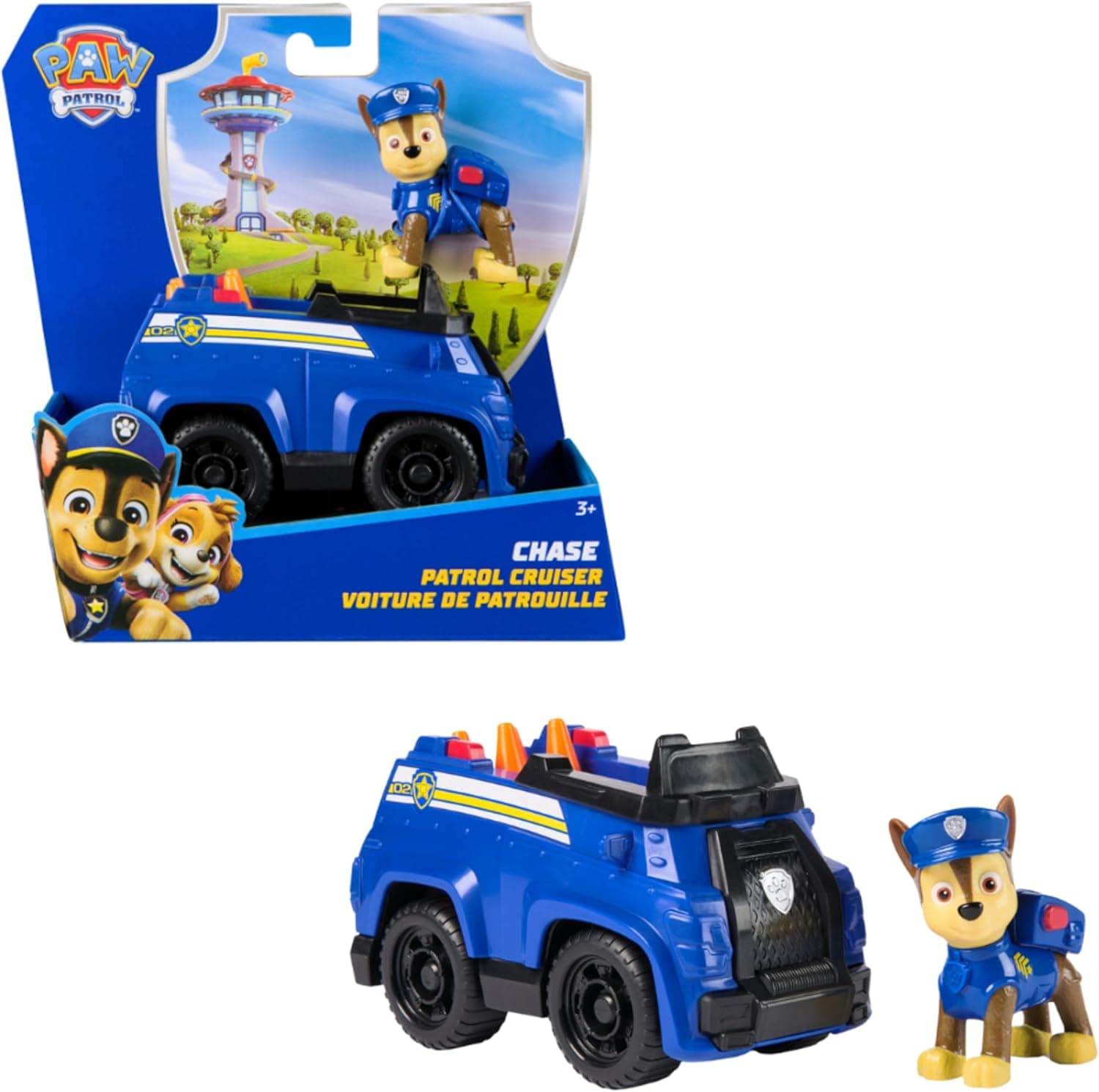 PAW PATROL Chase-Figur mit Polizei-Fahrzeug, stabiles Basis-Fahrzeug, authentisches Spielzeug zur Serie für Kinder ab 3 Jahren – Bild 1