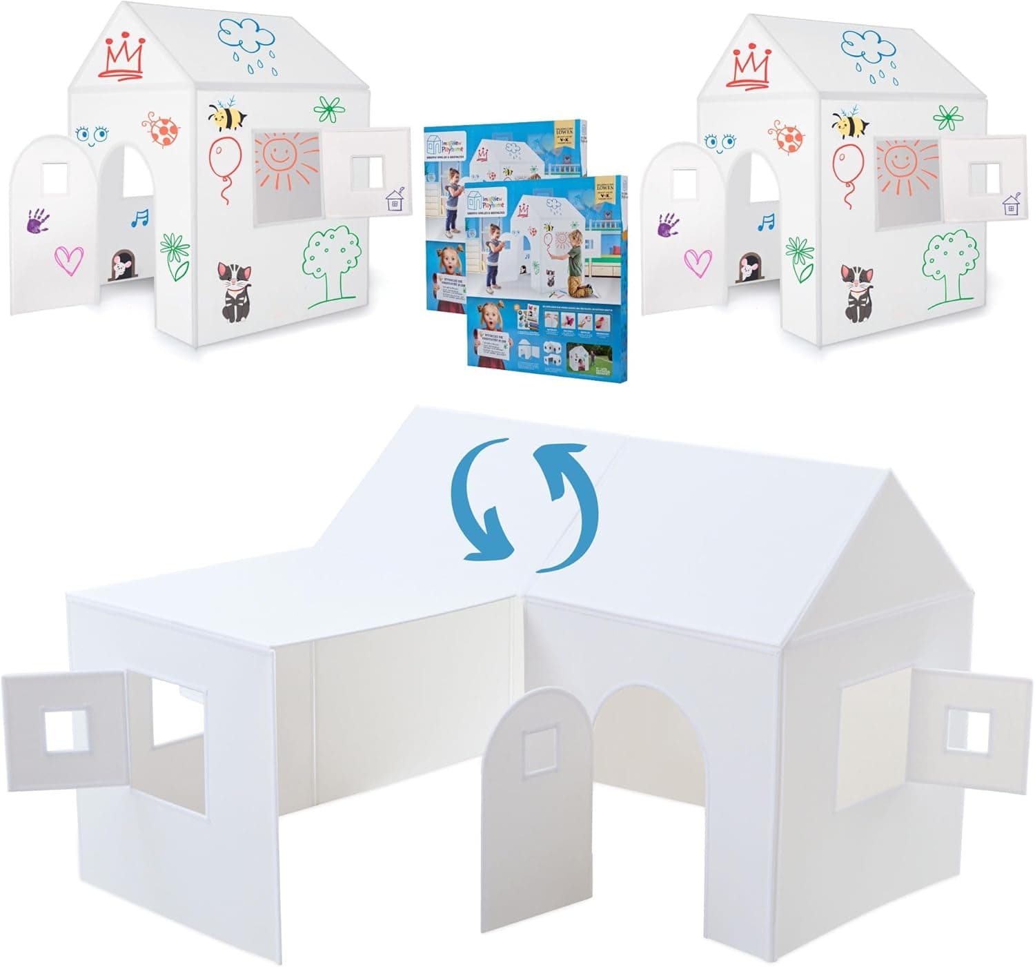2er Set ImagiNew Playhome - Immer Wieder neu bemalen & abwischen - Spielhaus Kinder Indoor & Outdoor mit Stiften und Sticker – Bild 2