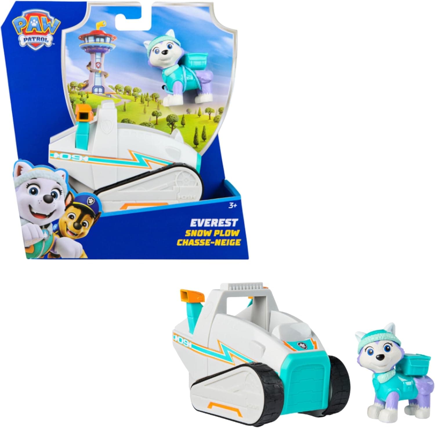 PAW PATROL - Everest-Figur mit Schneemobil-Rettungsfahrzeug, stabiles Basis-Fahrzeug , authentisches Spielzeug zur Serie für Kinder ab 3 Jahren