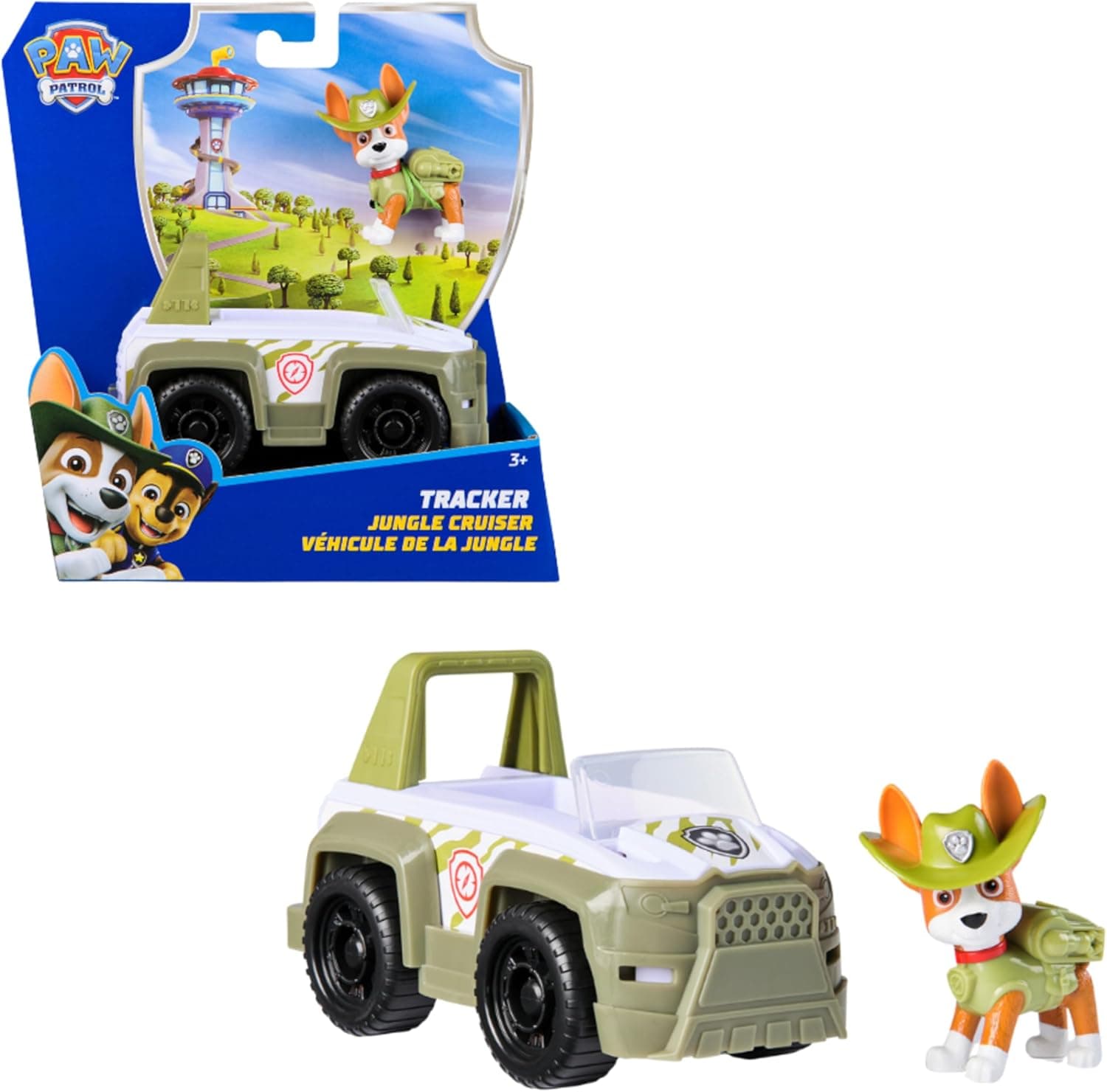 PAW PATROL - Tracker-Figur mit Dschungel-Fahrzeug, stabiles Basis-Fahrzeug – Bild 3