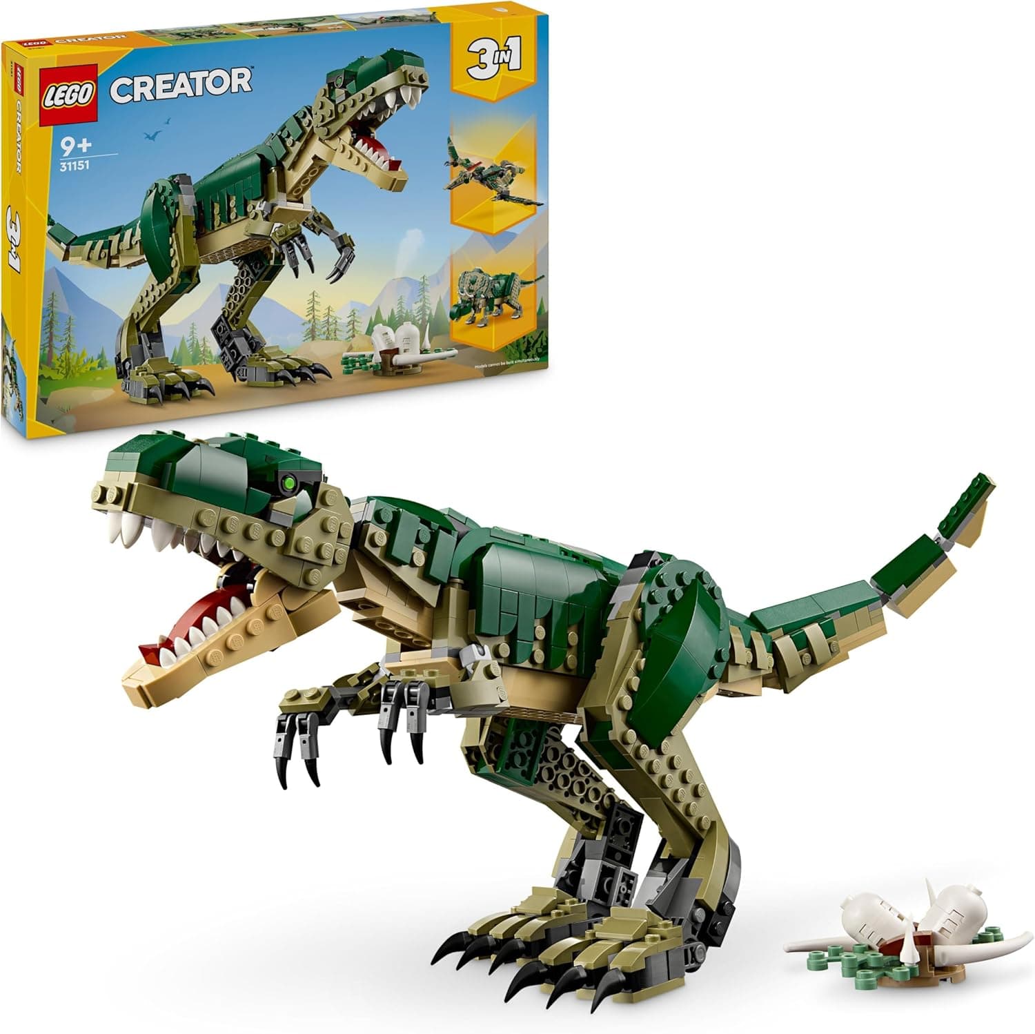 LEGO Creator T.Rex, 3-in-1-Dino zum Umbauen in einen Triceratops oder Pterodaktylus, bewegliches Dinosaurier Modell für Kinder