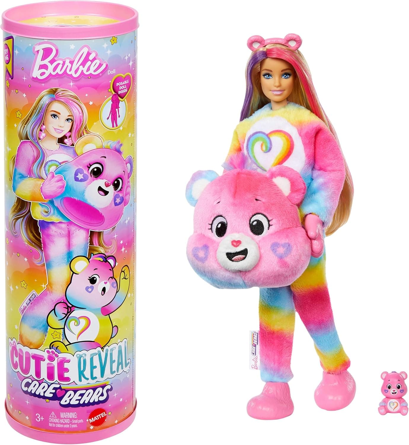 Barbie Cutie Reveal Puppe mit Accessoires, Glücksbärchis-Serie 2, Togetherness-Bärchi mit 10 Überraschungen, einschließlich Farbwechsel und Mini-Bärchi