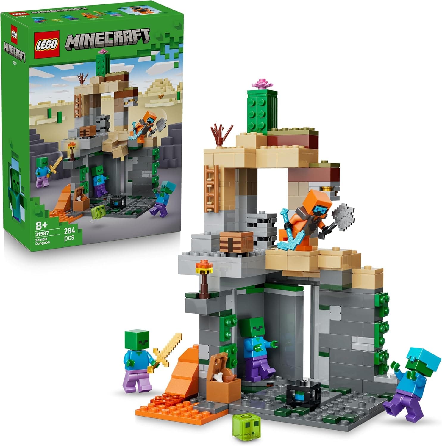 LEGO Minecraft Zombieverlies - Bauspielzeug für Rollenspiele - Minecraft-Spielset für Jungen und Mädchen ab 8 Jahren mit 3 Zombies, einem Krieger und Videospielzubehör  – Bild 1