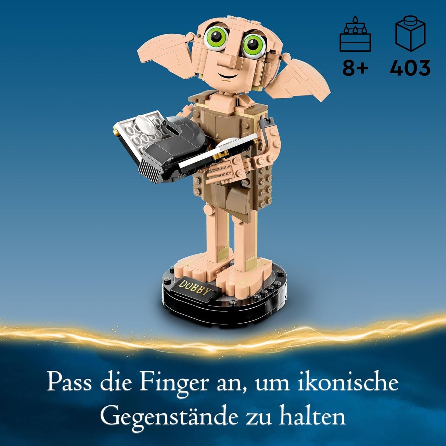 LEGO Harry Potter Dobby der Hauself Set, bewegliche ikonische Figur, Spielzeug, Schlafzimmer Accessoire & Deko – Bild 3