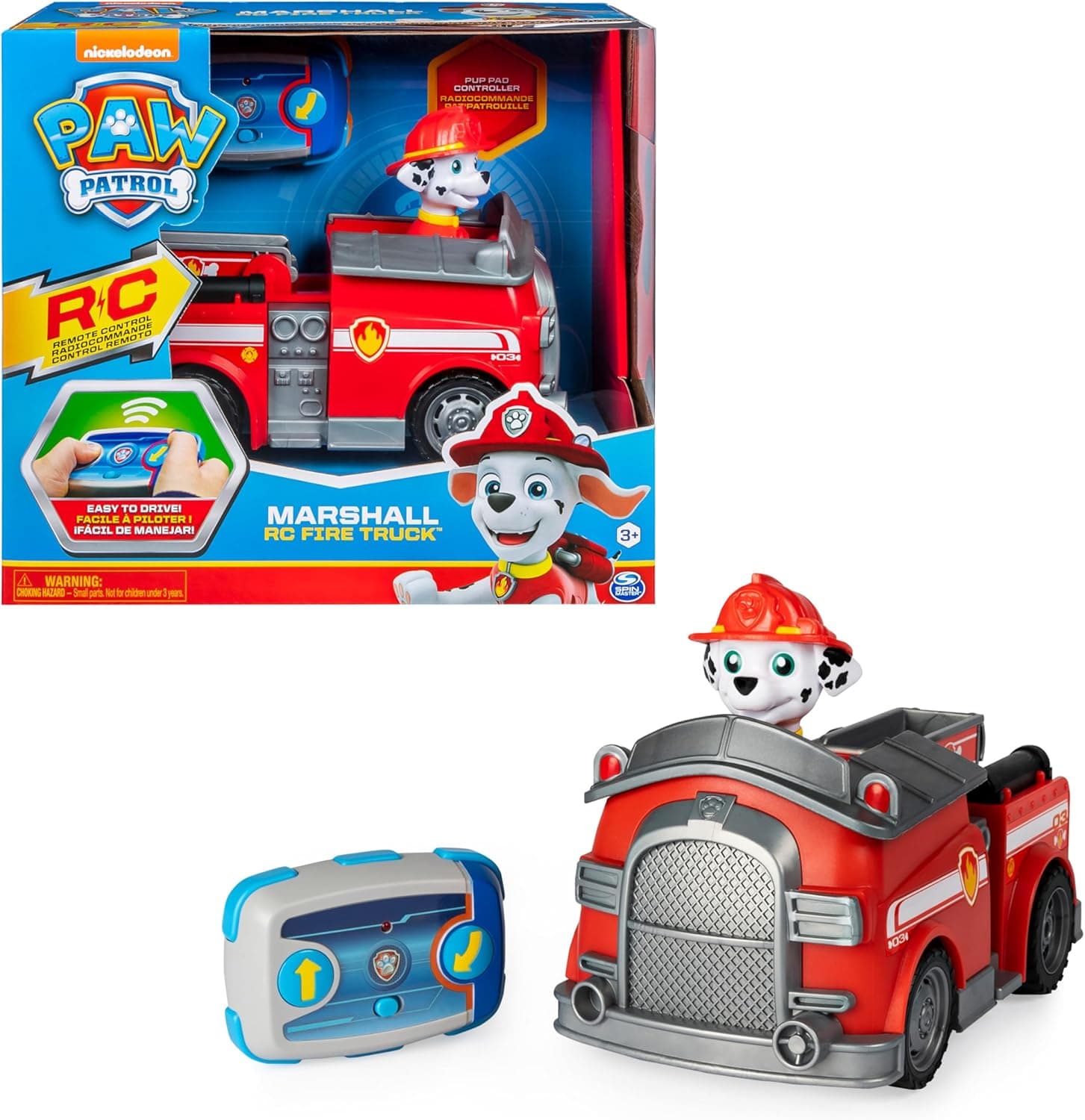 PAW PATROL Marshalls ferngesteuertes Feuerwehrauto mit Fernbedienung, Spielzeug für Kinder ab 3 Jahren, Batteriebetrieben