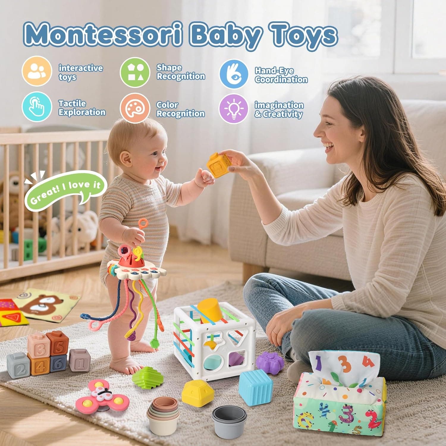 6 in 1 Baby Spielzeug, Montessori Spielzeug für Babys – Bild 3